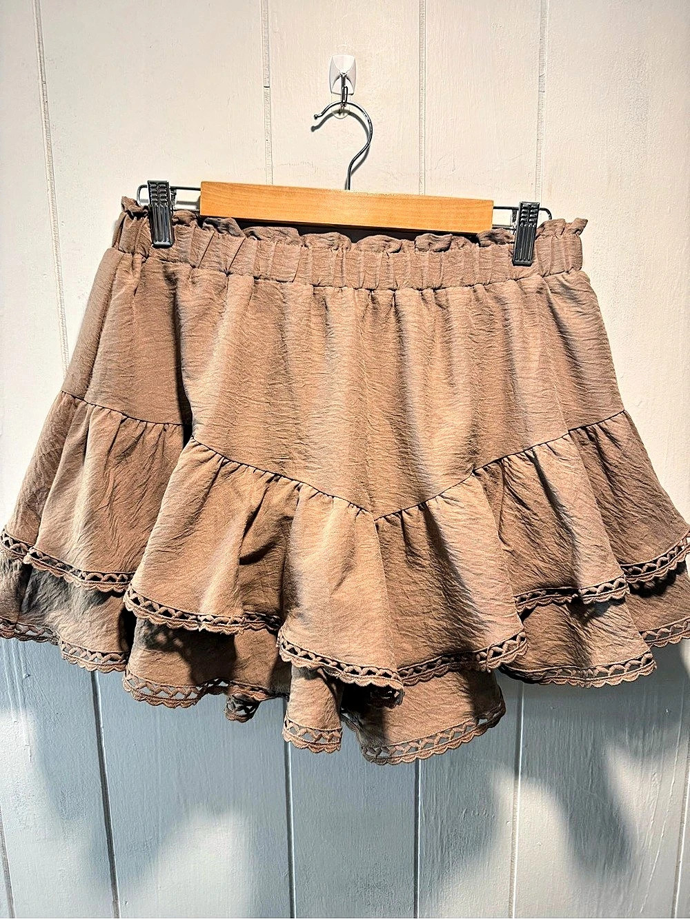 Layered Mini Skirt in Brown Size Large